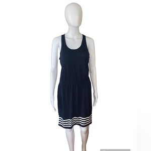 Navy with white stripes on the bottle maxi dress from gap (new)